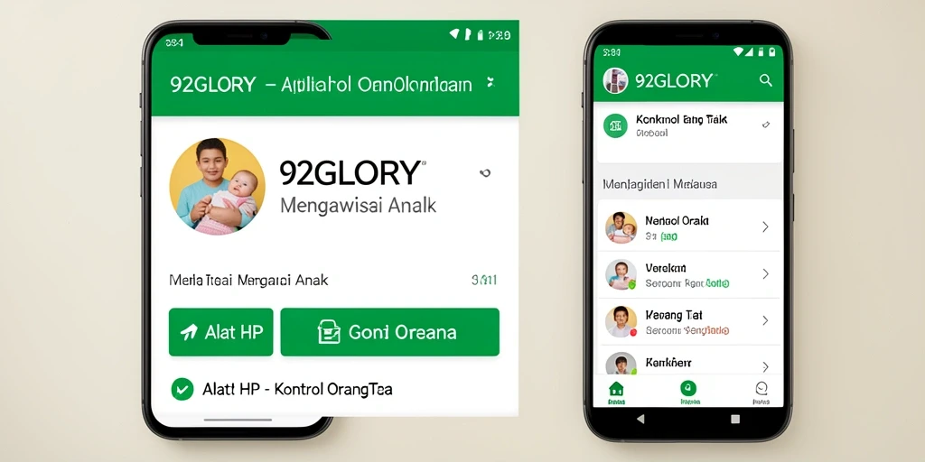 Tampilan antarmuka 92GLORY yang ramah pengguna untuk kontrol orang tua.