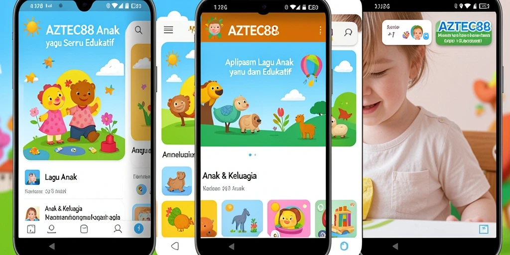Antarmuka AZTEC88 yang ceria dan interaktif untuk anak-anak.