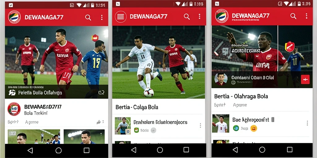 Antarmuka aplikasi DEWANAGA77 yang informatif tentang Olahraga Bola.