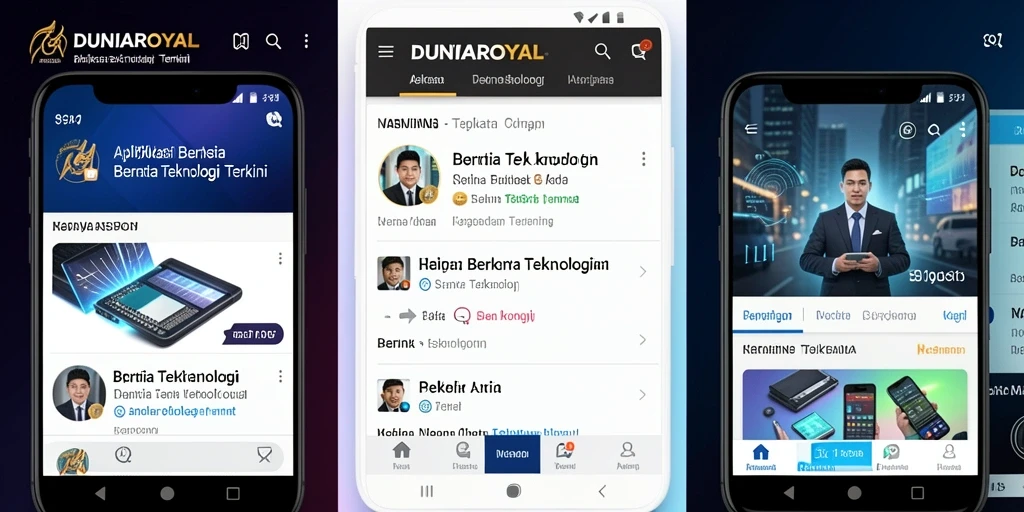 Tampilan antarmuka pengguna DUNIAROYAL yang modern dan informatif.