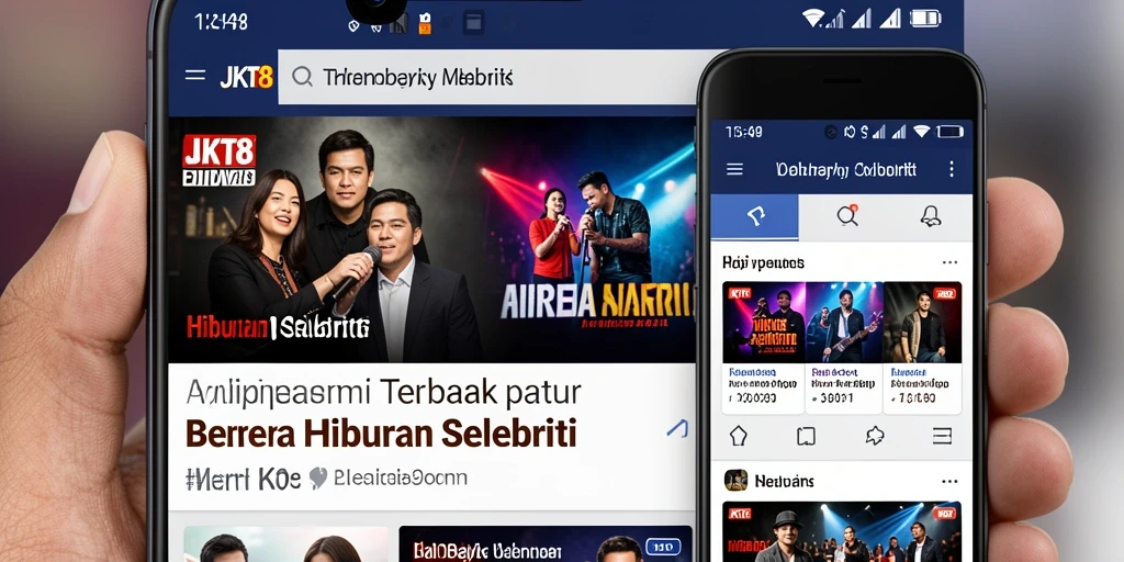 Antarmuka JKT8 menampilkan berita terbaru dari selebriti Indonesia.