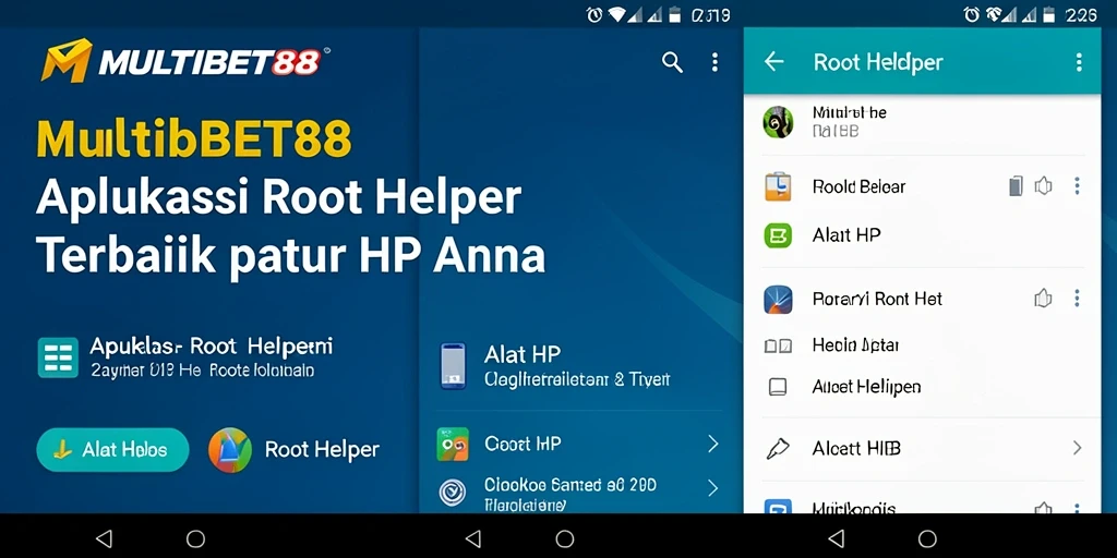 Tampilan antarmuka aplikas MULTIBET88 sebagai Root Helper