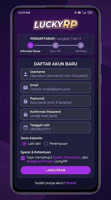 Panduan Pendaftaran Akun Baru luckyrp untuk Pengguna Android